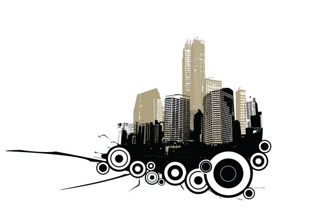 带有圆形的复古城市图片下载