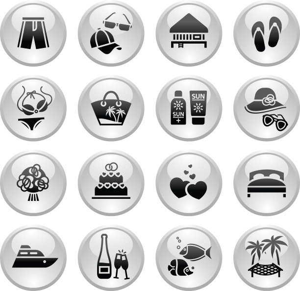度假旅游娱乐图标集图片下载