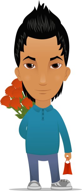 带着鲜花和礼物的男人图片下载