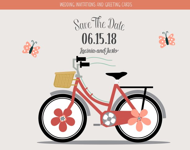 带有浪漫花朵的婚礼请柬图片下载