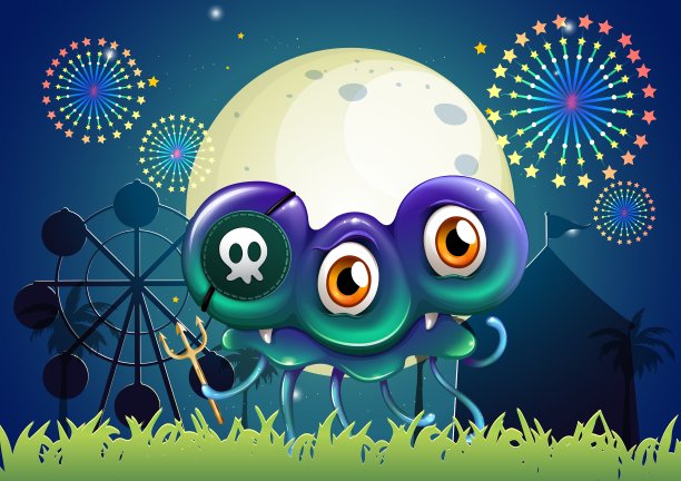 狂欢节上一个带着头骨的可怕怪物图片下载