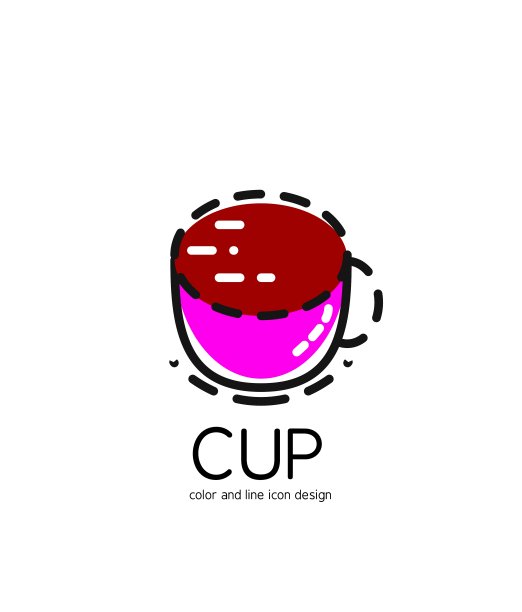 彩色线条图标为平杯设计图片下载