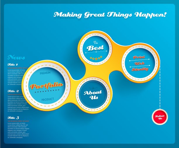 网页设计模板与圆圈上的蓝色图片下载