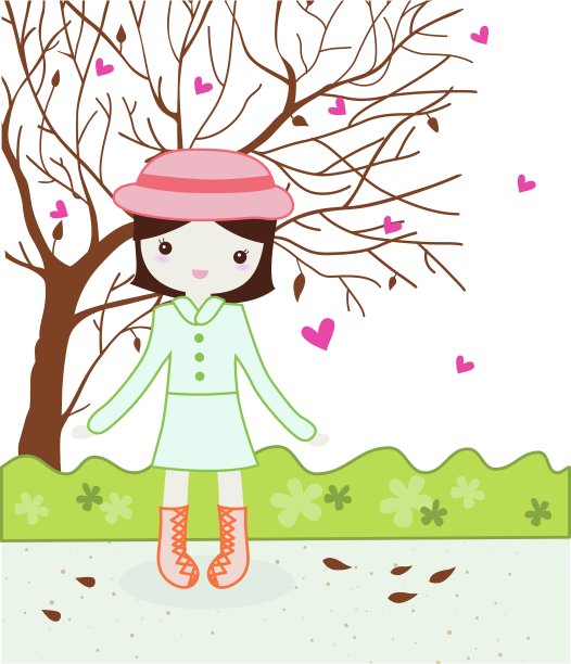 秋天里可爱的女孩图片下载