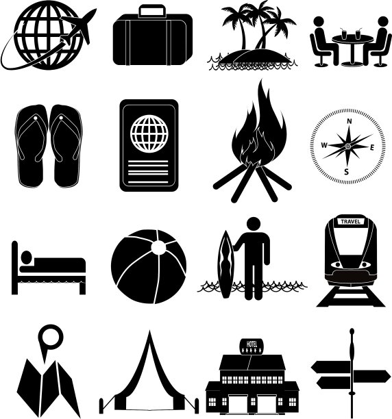 酒店旅游图标集图片下载