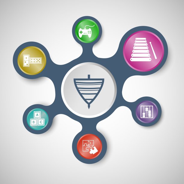 玩具信息图表模板与连接元球图片下载