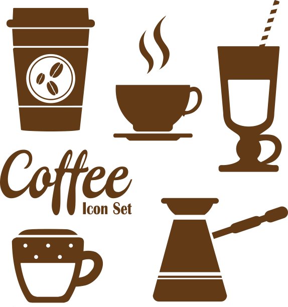 咖啡图标与白色背景图片下载