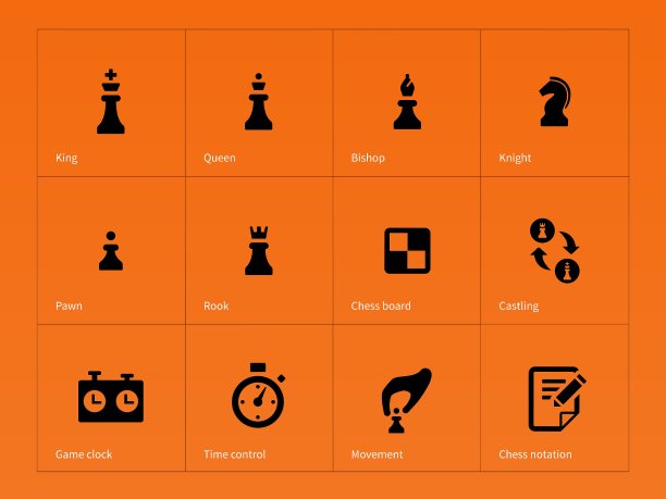 橙色背景上的国际象棋棋子图标图片下载