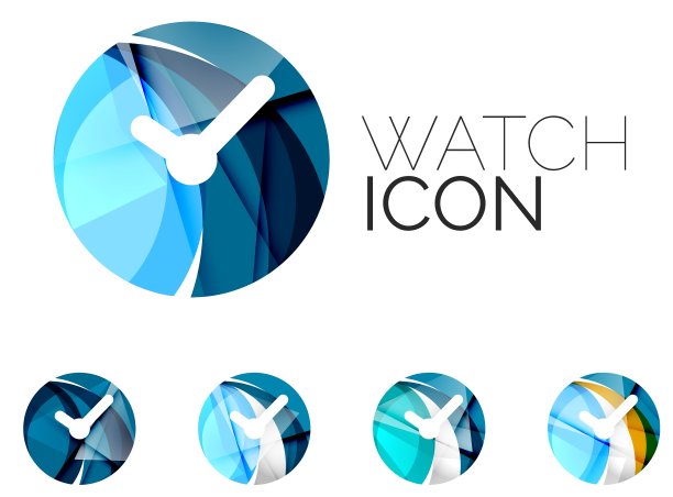 一套抽象的手表图标商业标志类型图片下载