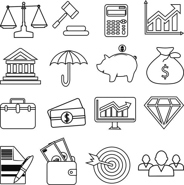 商业金融线条图标集图片下载