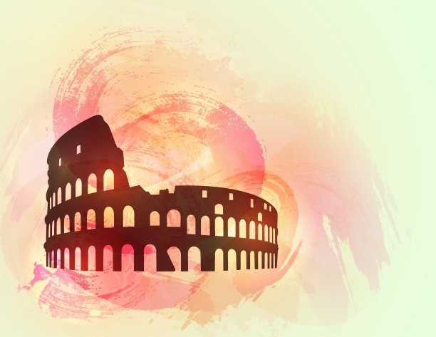 竞技场废墟剪影背景图片下载