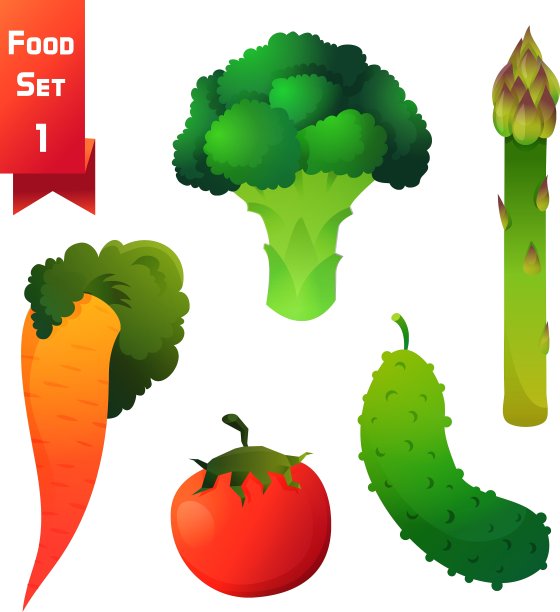 一套多汁的蔬菜绿花椰菜和图片下载