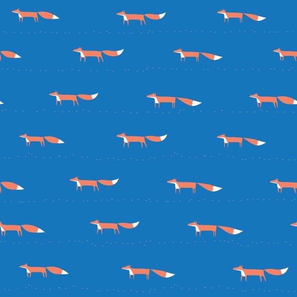 蓝色狐狸花纹图片下载