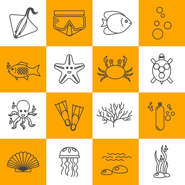 潜水图标设置与鱼和设备图片下载