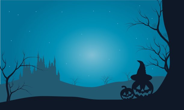 万圣节南瓜和雾景城堡图片下载