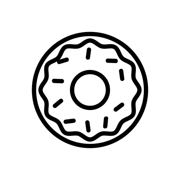 谷类糖衣甜甜圈图标矢量轮廓插图图片下载