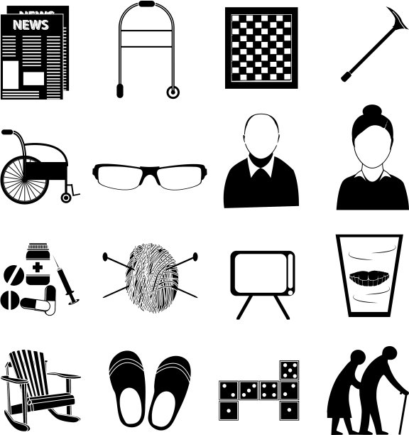 老年人退休图标集图片下载