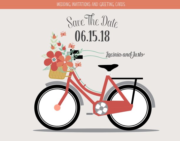 带有浪漫花朵的婚礼请柬图片下载