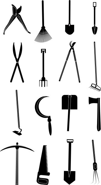 园艺工具图标集图片下载