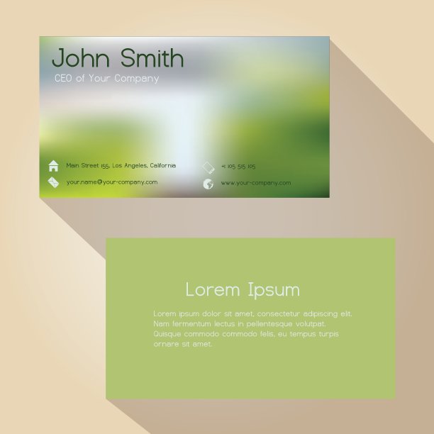 模糊的绿色背景简单的名片图片下载