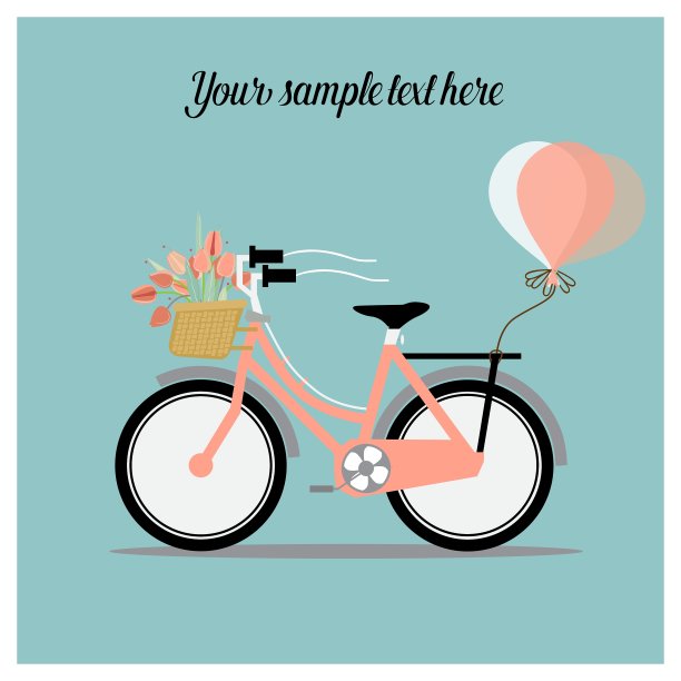 婚礼请帖，自行车和篮子图片下载