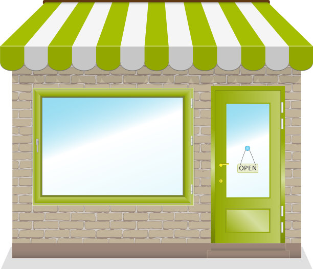 可爱的商店图标与绿色遮阳篷图片下载