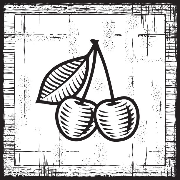 复古樱桃黑色和白色图片下载