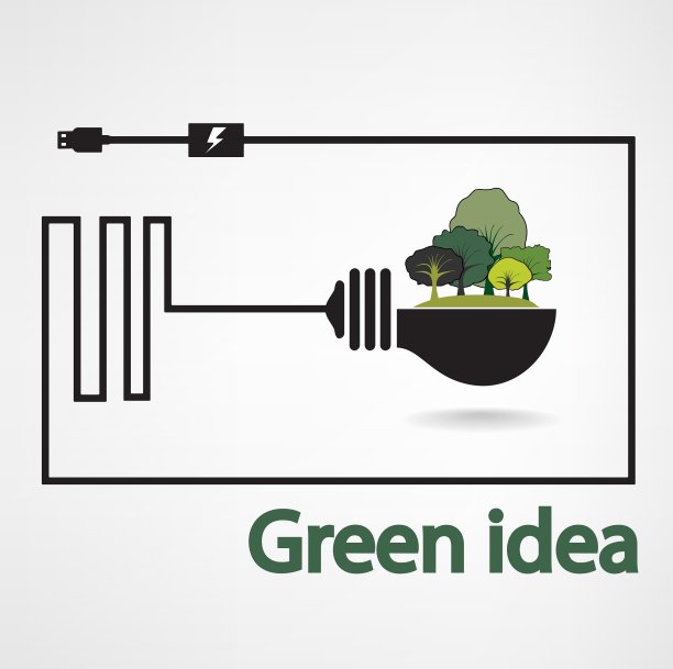 树和绿色灯泡的背景图片下载