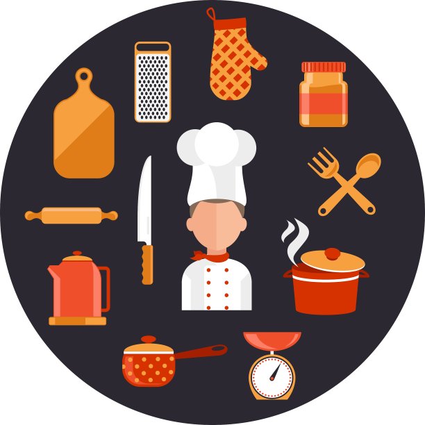 烹饪服务和食物准备元素图片下载