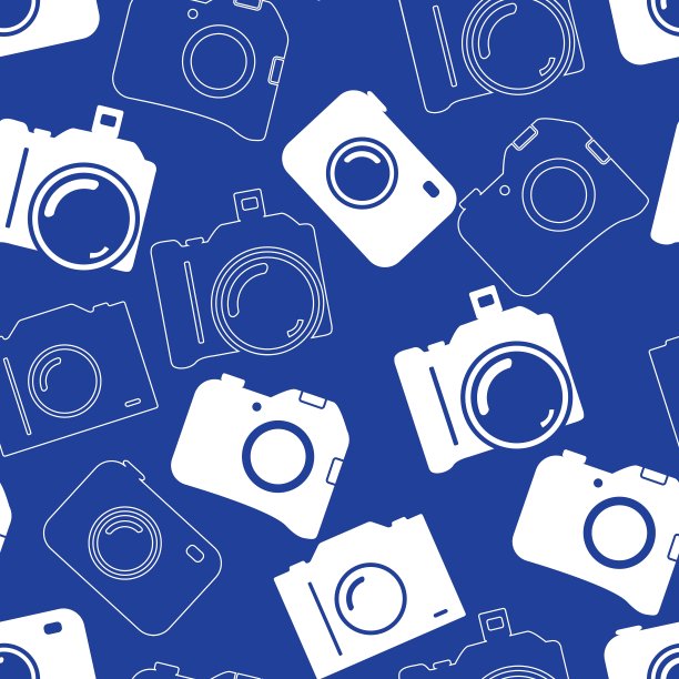 无缝背景与蓝色相机图片下载