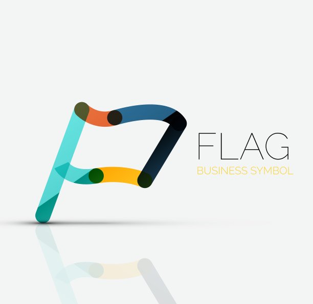 标志旗帜抽象线性几何商业图标图片下载