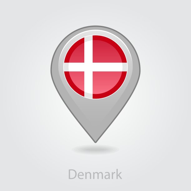 丹麦国旗引脚地图图标图片下载