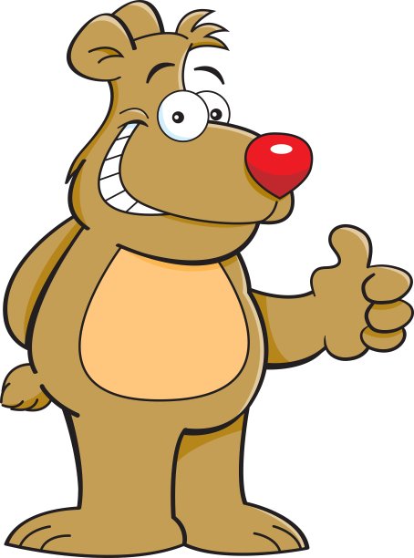 卡通熊竖起大拇指图片下载