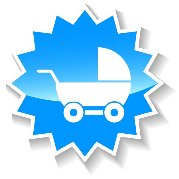 婴儿车蓝色图标图片下载