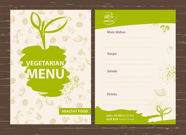 咖啡馆的素食菜单模板图片下载