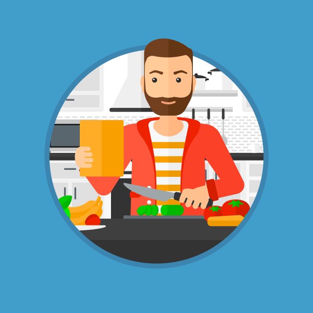 男人正在做健康蔬菜沙拉图片下载