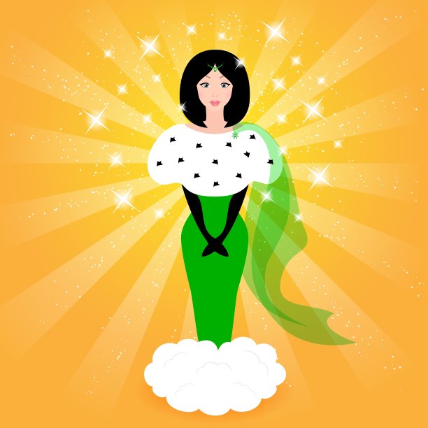 优雅的仙女公主穿着绿色的裙子图片下载