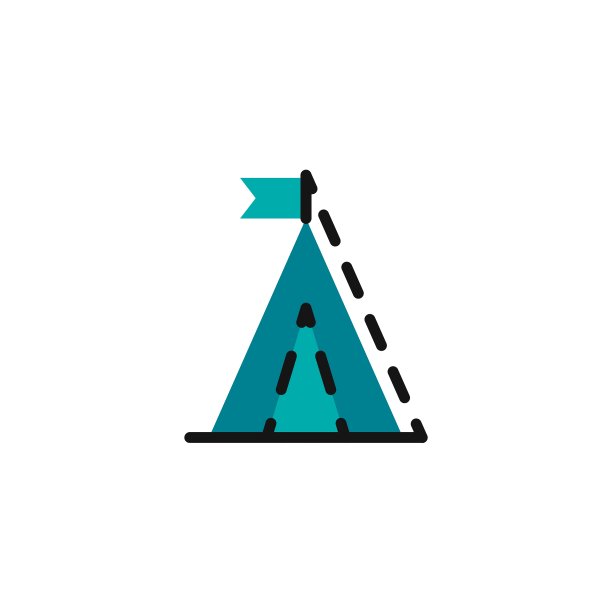 彩色线图标为平面设计露营图片下载