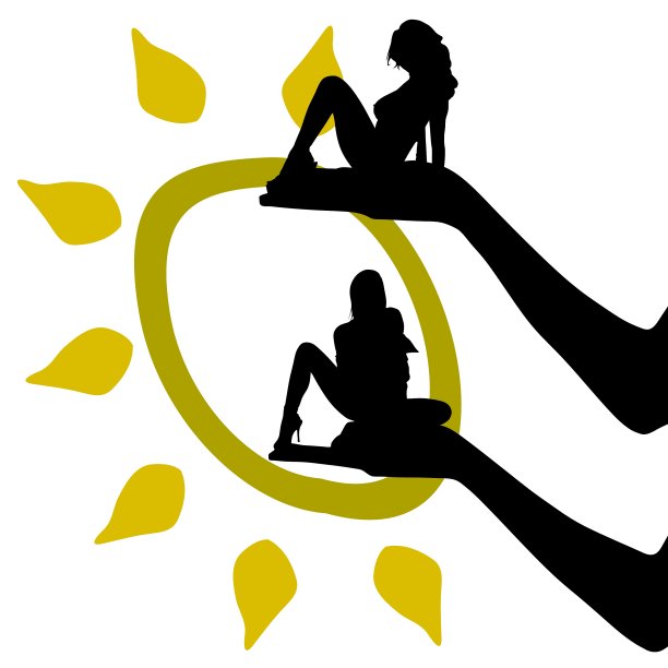 性感的女孩在手上剪影图片下载