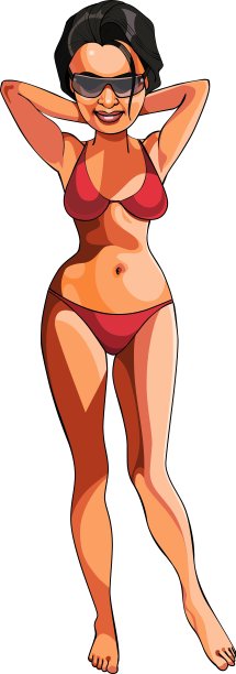 卡通女孩美丽的身材在洗澡图片下载