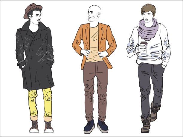 有吸引力的现代时尚男子设置在时尚图片下载