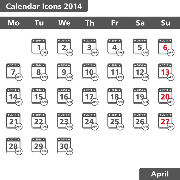 2014年4月日历图标图片下载