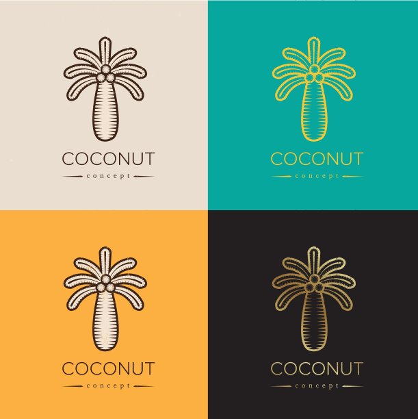 椰子标志或标志图片下载