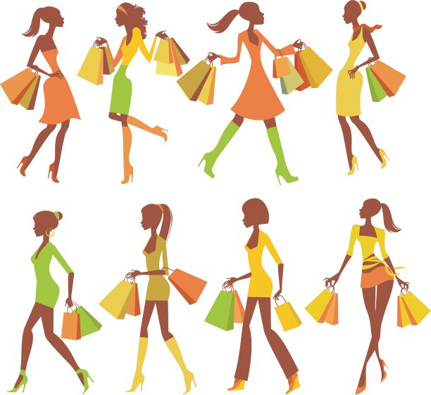 购物女孩轮廓图片下载