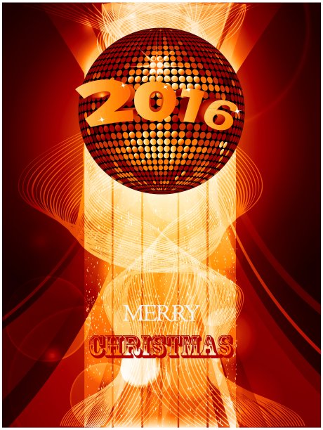 2016年圣诞节与迪斯科球发光的背景图片下载