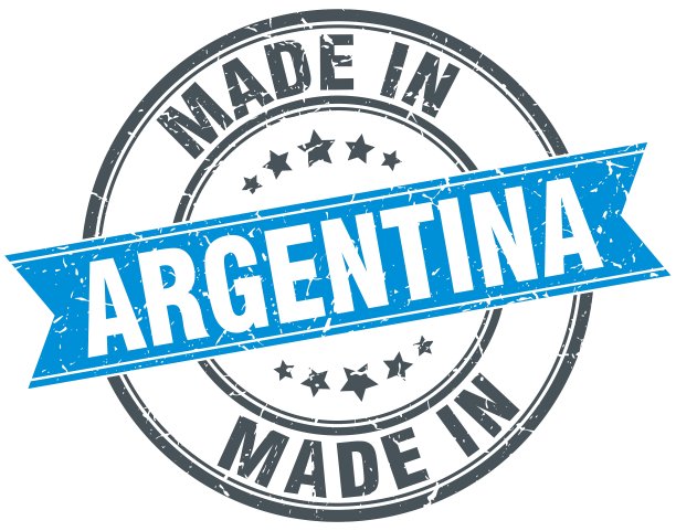 阿根廷制造的蓝色圆形复古邮票图片下载