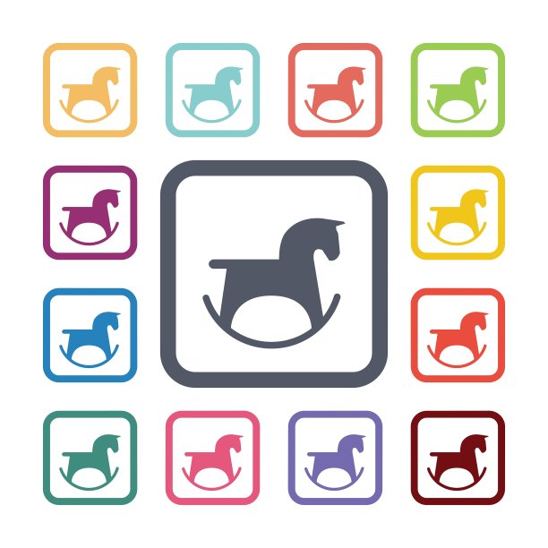 马玩具平面图标集图片下载