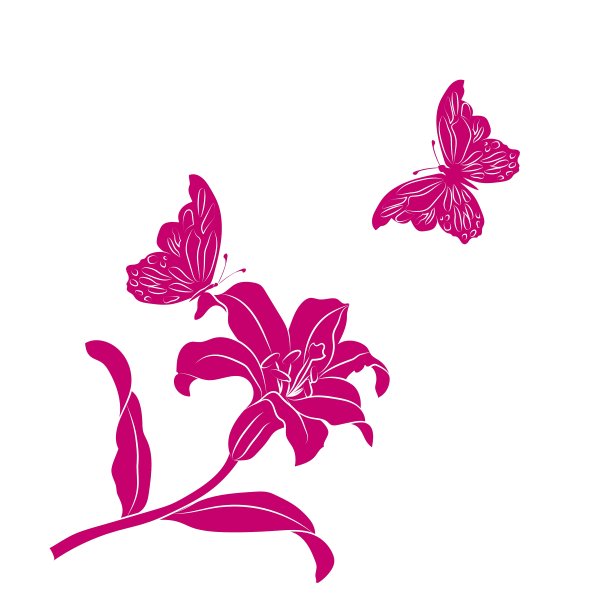 剪影百合与蝴蝶图片下载