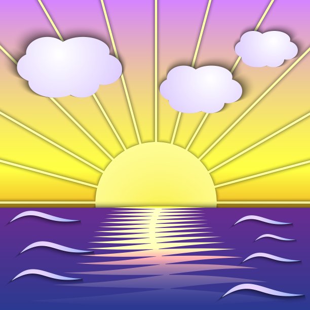 抽象海洋日出场景图片下载