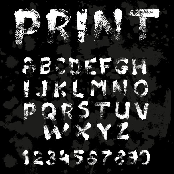 纹理字体用油漆和画笔写图片下载